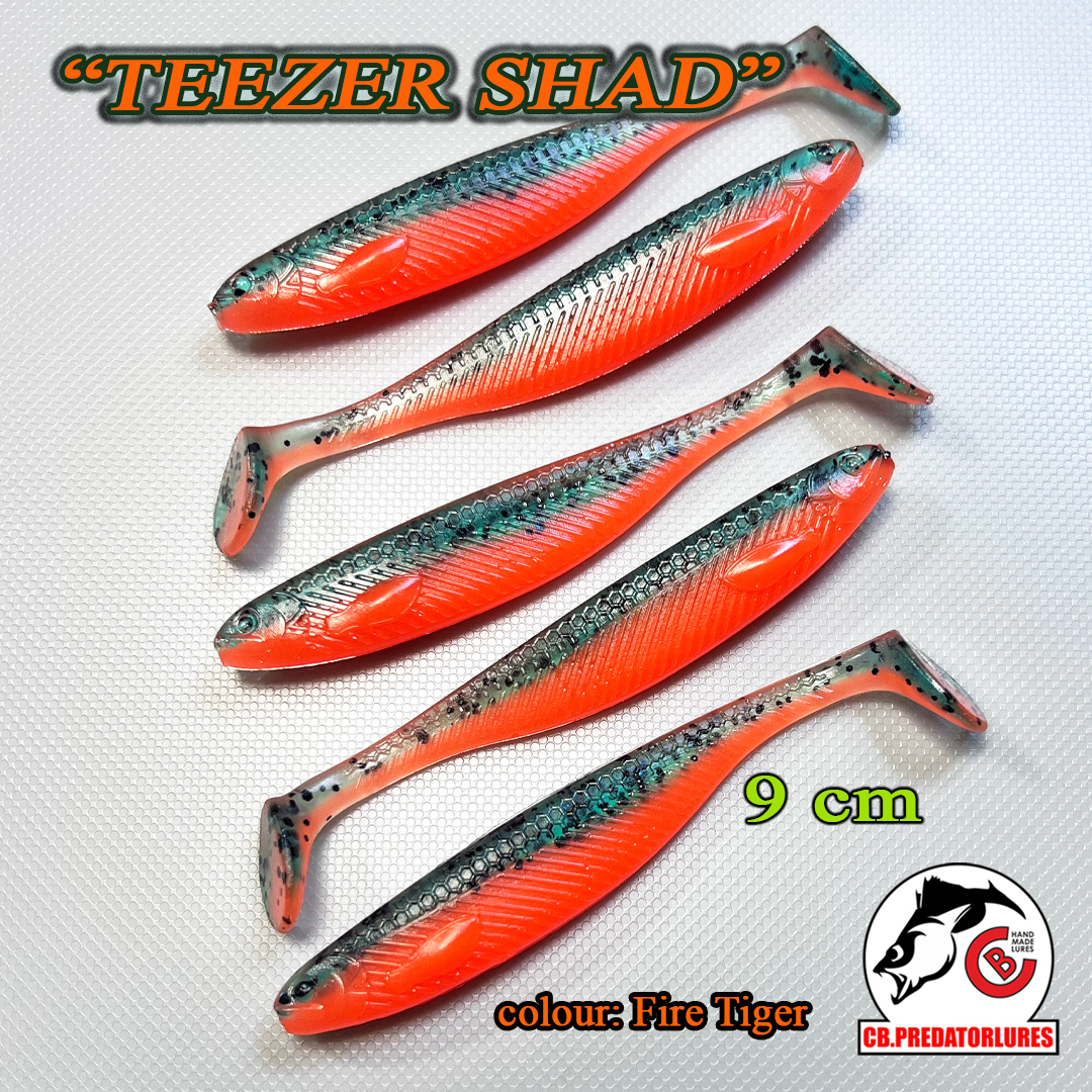 Set 5 năluci Shad pentru șalău, știucă, biban, avat, TZ9, 9cm, Cod: TZ9D009 - imagine 5